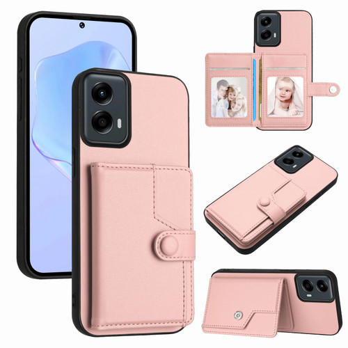 Moto G 5G 2024 Button Card Bag RFID Anti-theft Phone Case - Pink